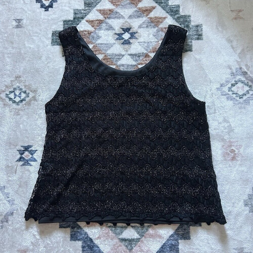 Vintage Dressbarn Collection Dressy Lace Tank Top Blouse Womens Size 16‎ Black